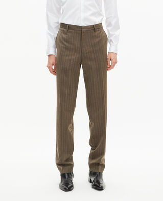 The Kooples H LIGHT BROWN straight brown pinstripe suit pants