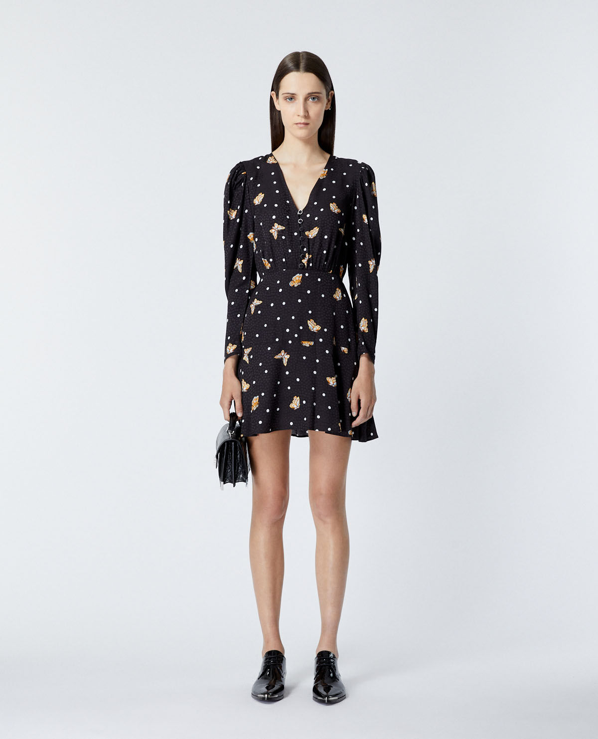 Short black dress with butterfly motif The Kooples