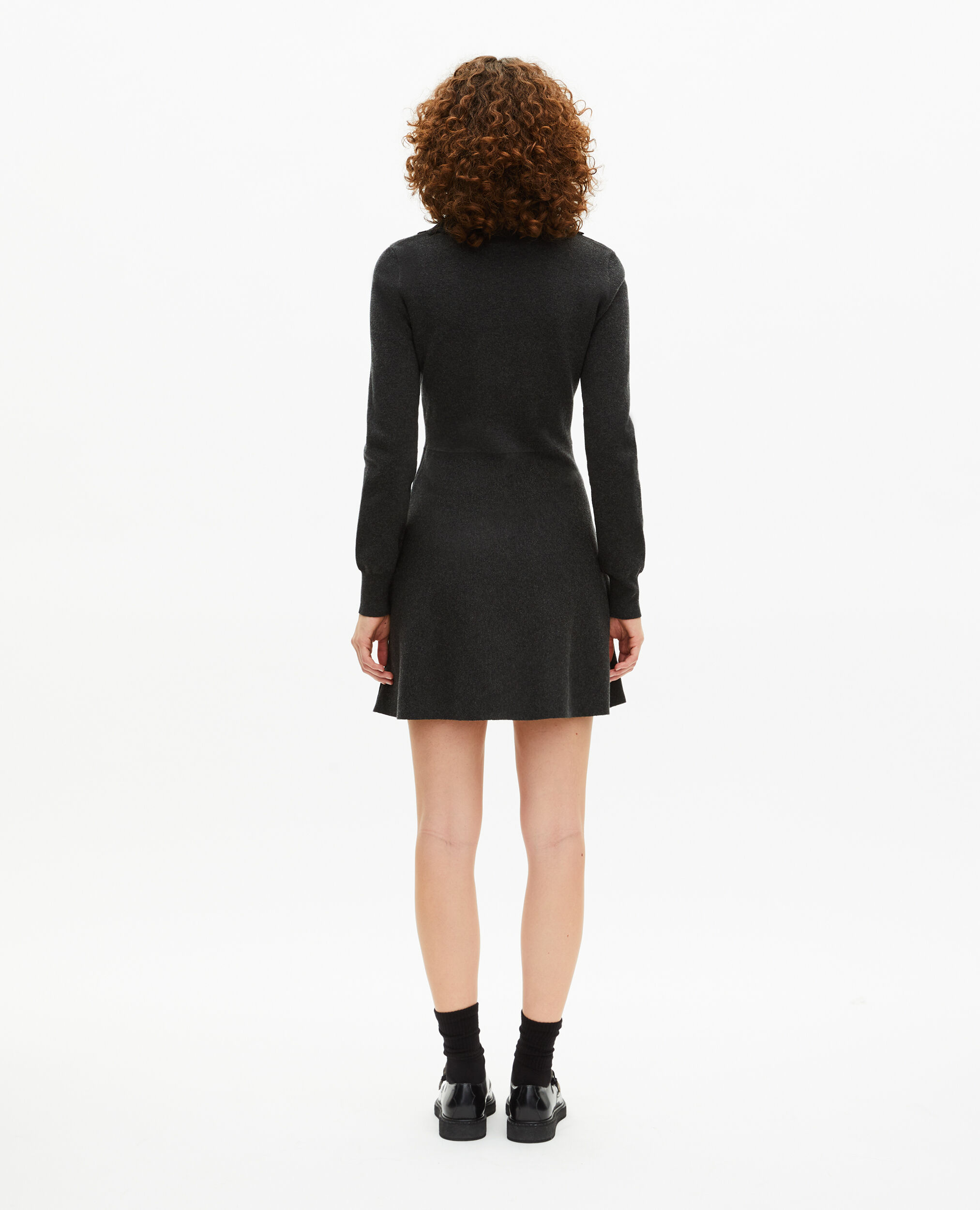 Robe courte en maille noire, BLACK, hi-res image number null
