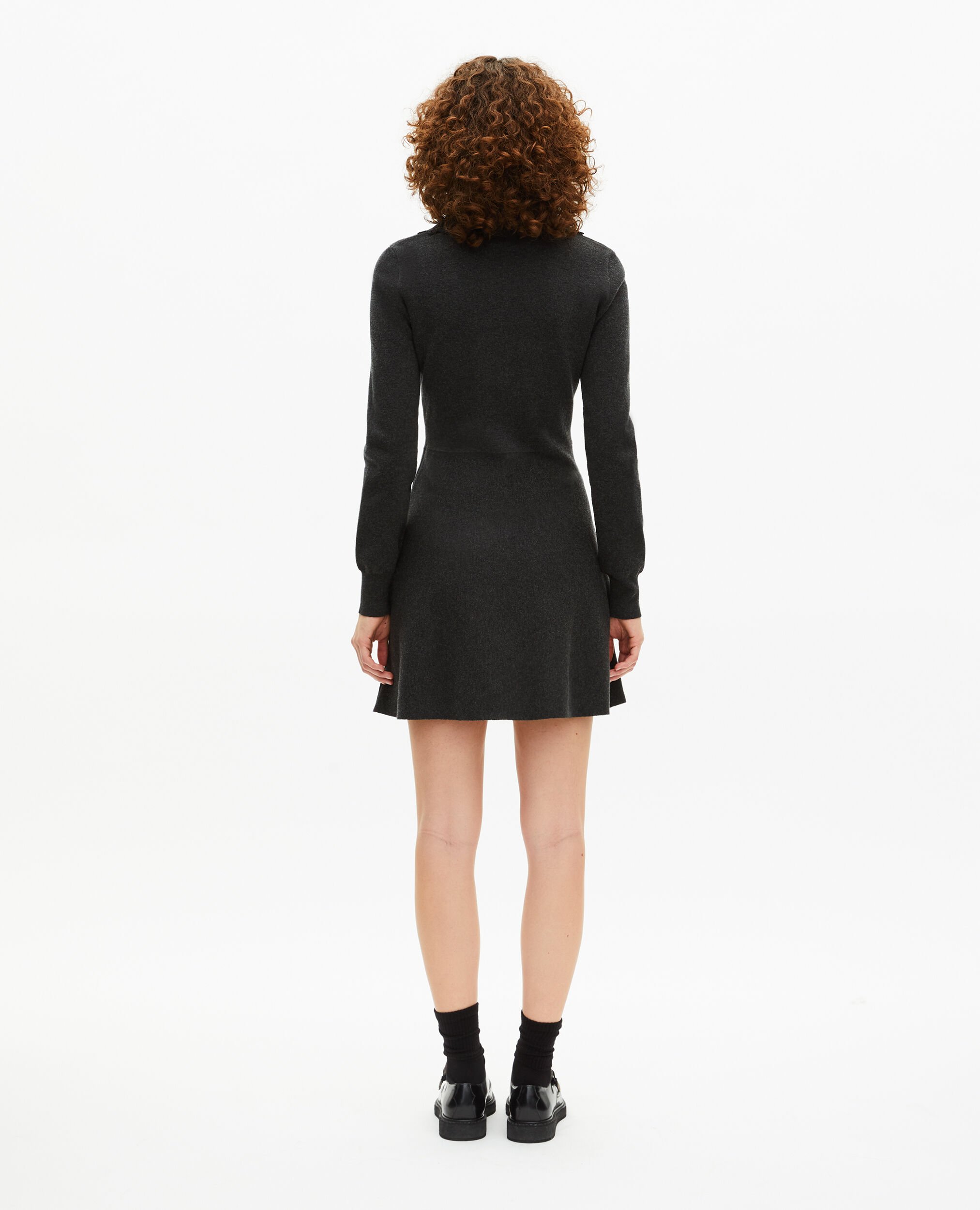 Robe courte en maille noire, BLACK, hi-res image number null