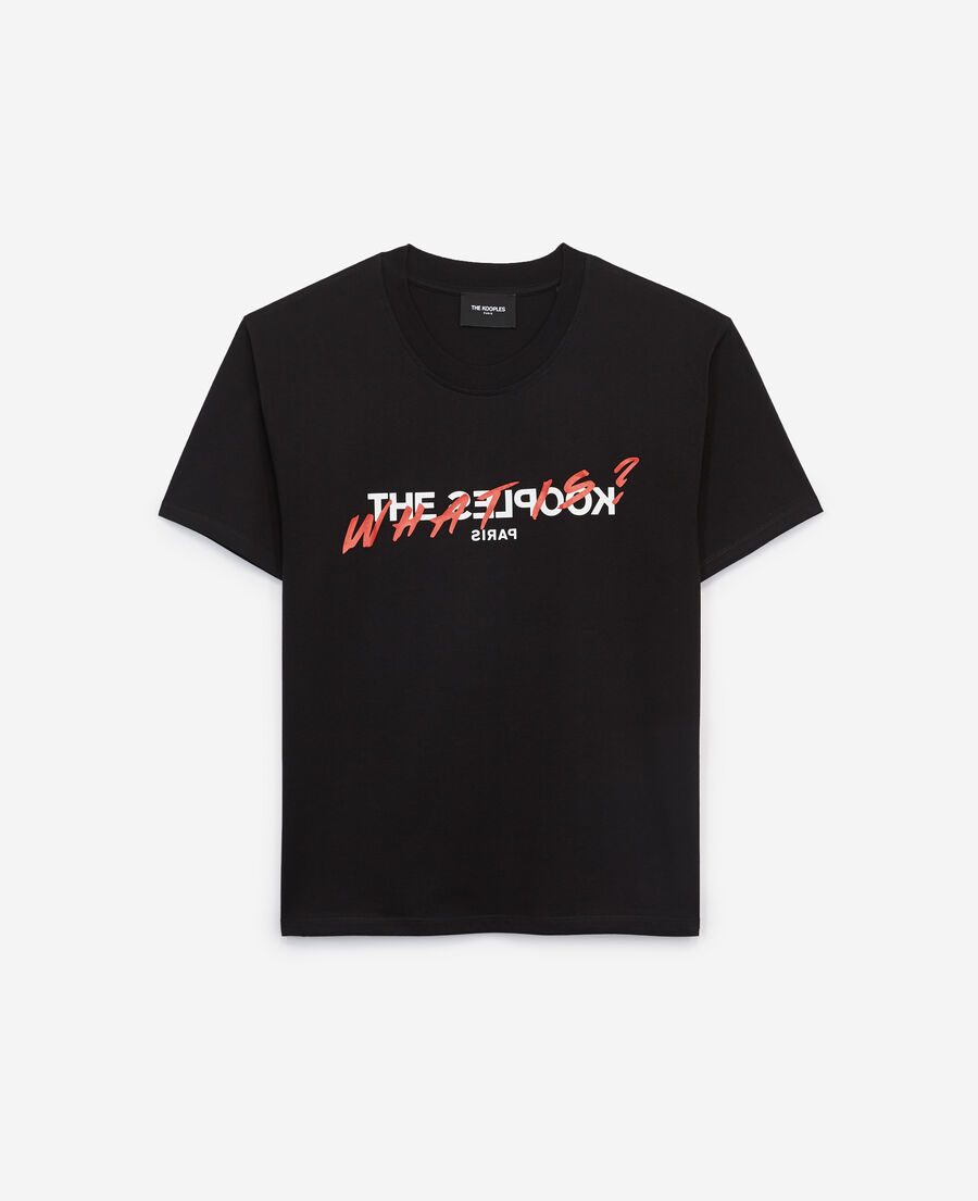 T-shirt noir coton imprimé What is | The Kooples