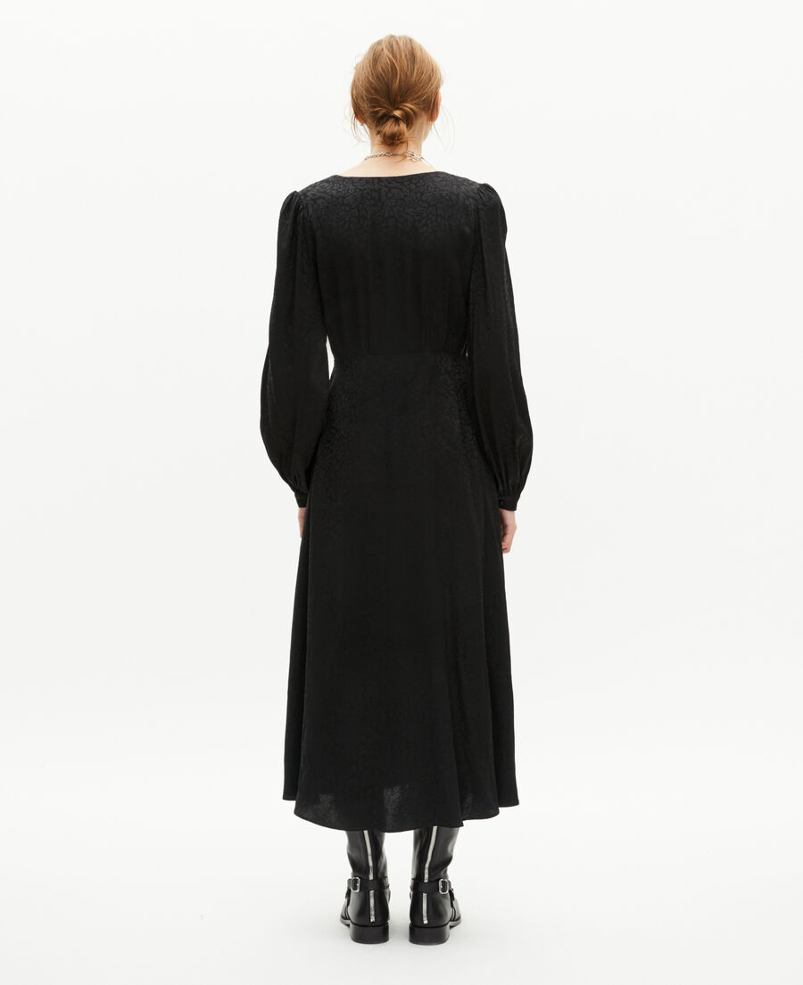 The Kooples FEMME BLACK robe longue en jacquard léopard noire
