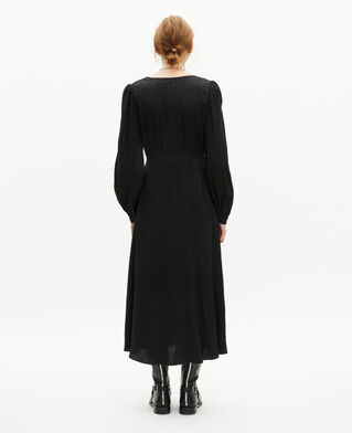 The Kooples FEMME BLACK robe longue en jacquard léopard noire