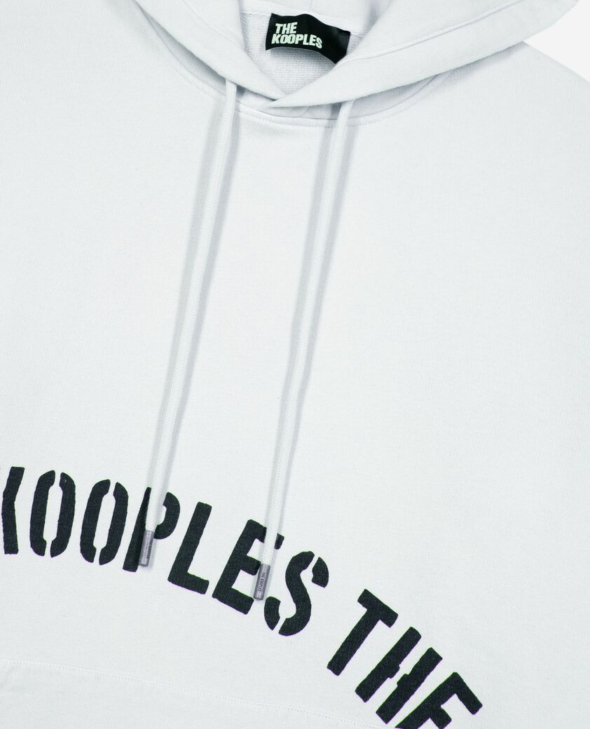 The Kooples MEN LIGHT GREY hooded sweatshirt with grey screen print