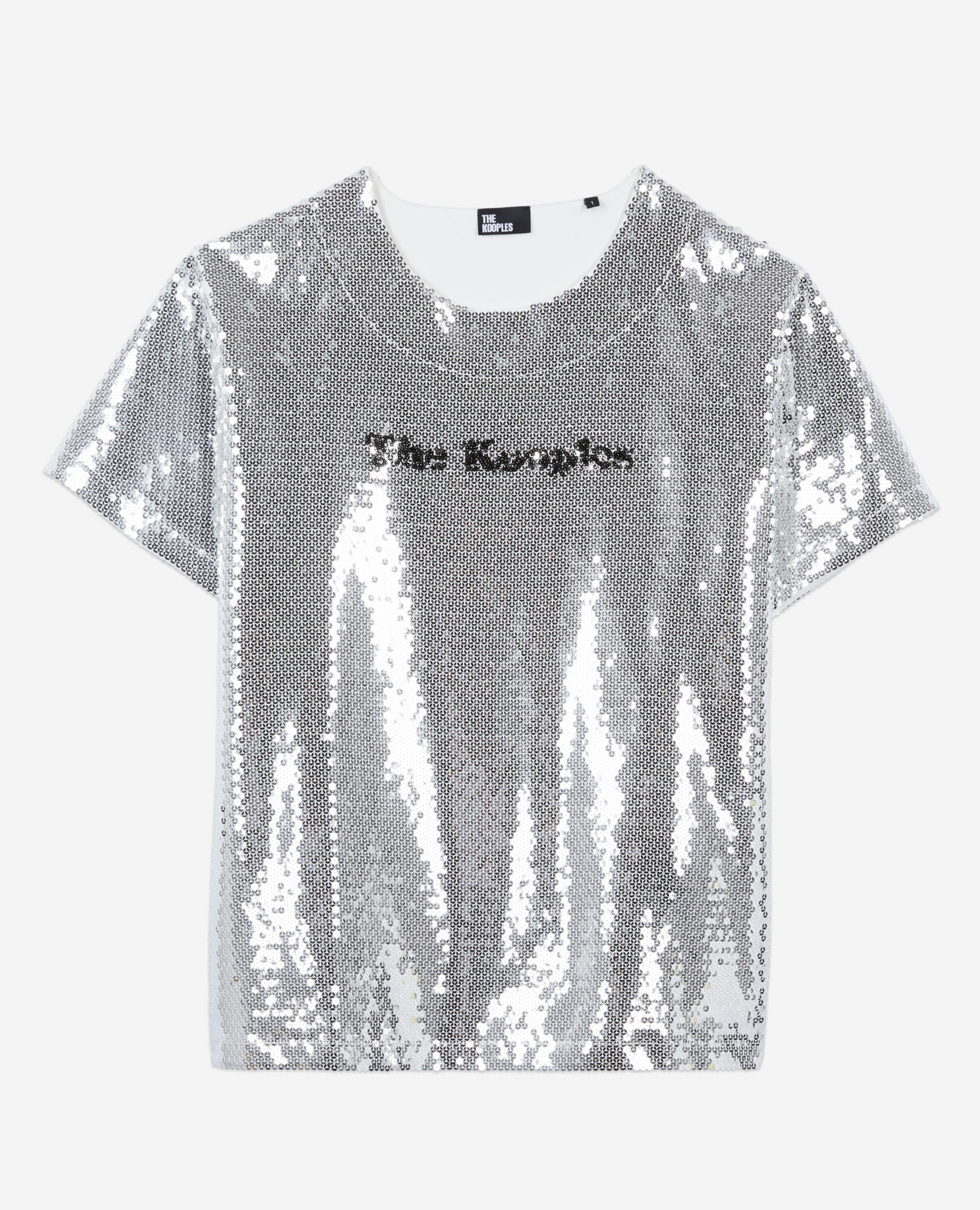 Silver sequined t-shirt | The Kooples US