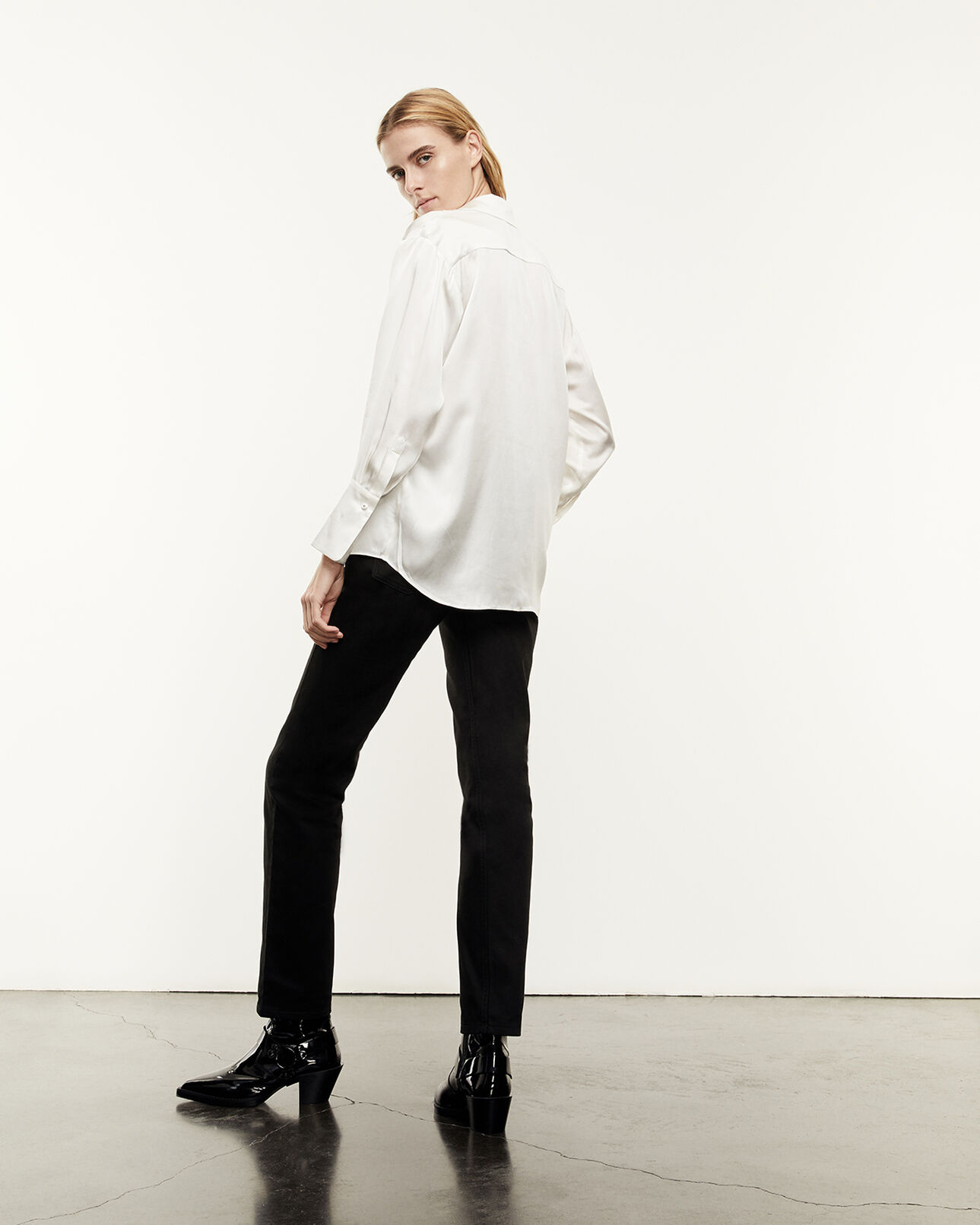 The Kooples WOMEN WHITE classic buttoned white silk shirt