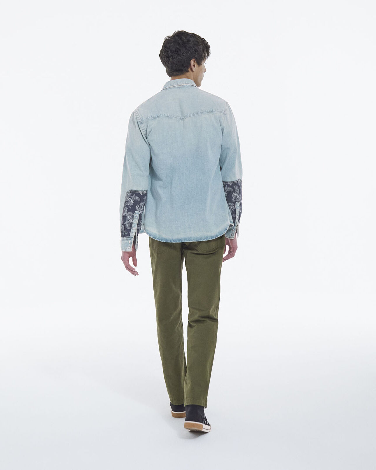 The Kooples HOMME BLUE WASHED chemise western en denim