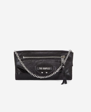 The Kooples FEMME BLACK petite pochette jill en cuir noir avec chaîne