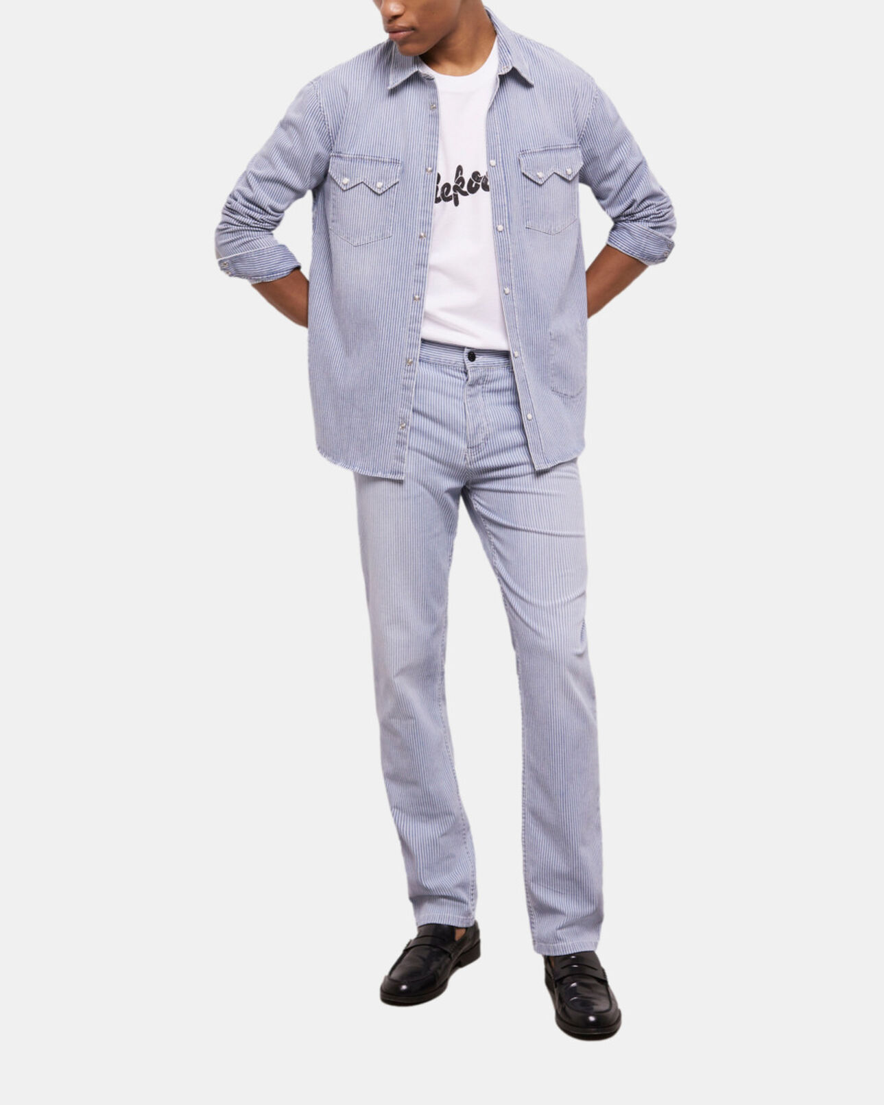 The Kooples HOMME BLUE DENIM chemise à rayures