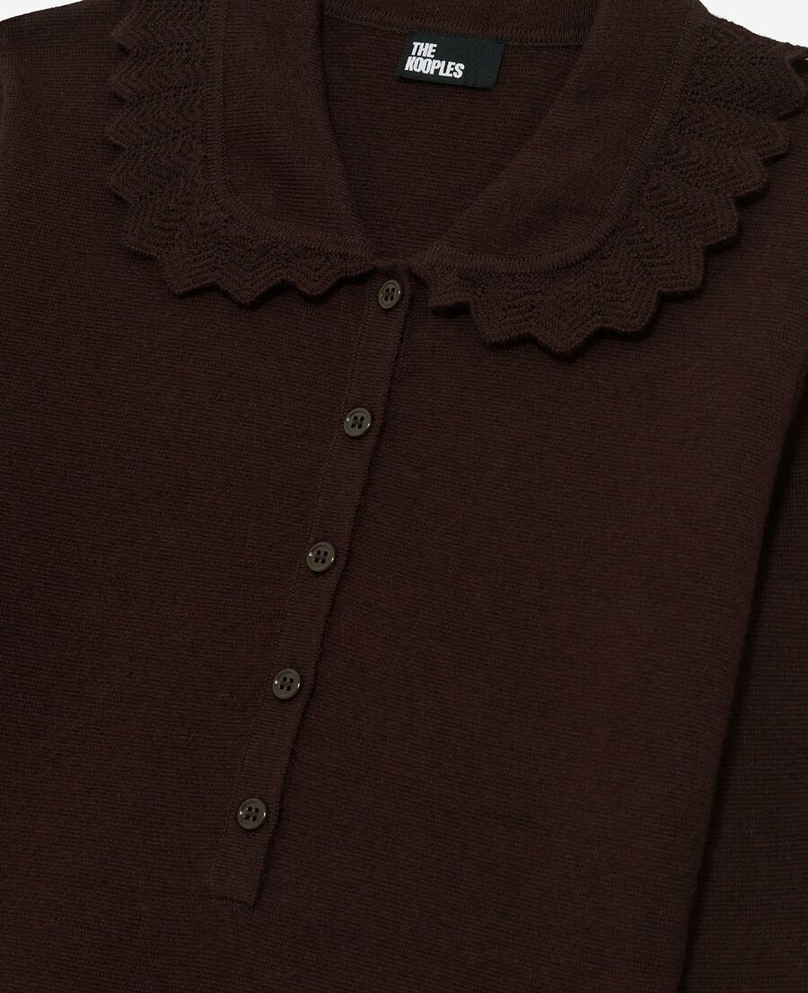 The Kooples FEMME CHOCOLATE robe courte en maille marron