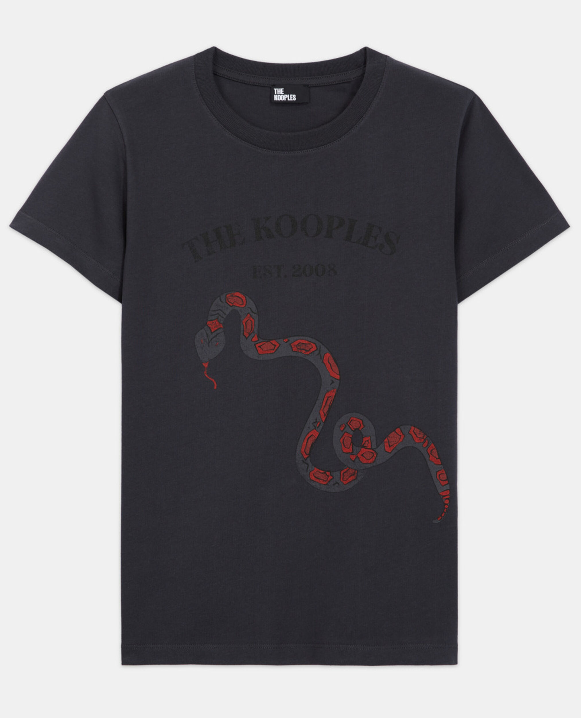Black T-shirt with screen print, STONE, hi-res image number null