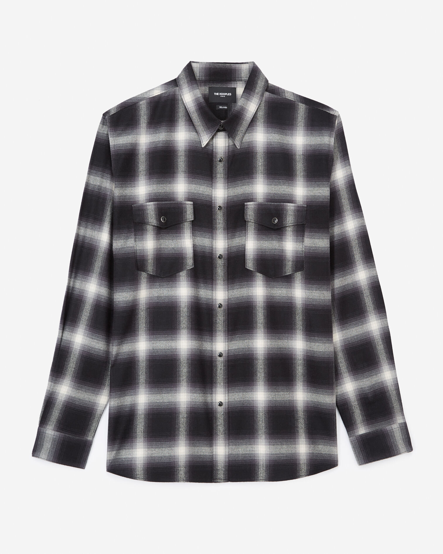 Cotton shirt with black and white checks, GREY, hi-res image number null