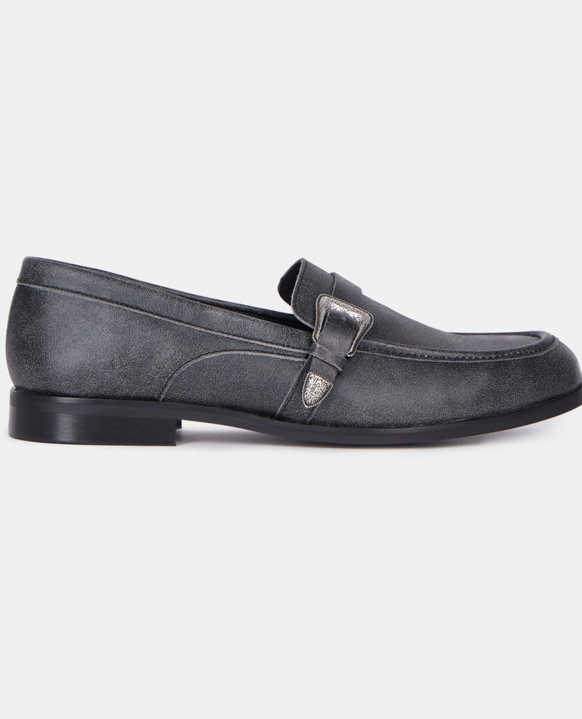The Kooples MEN BLACK black leather loafers with western buckle
