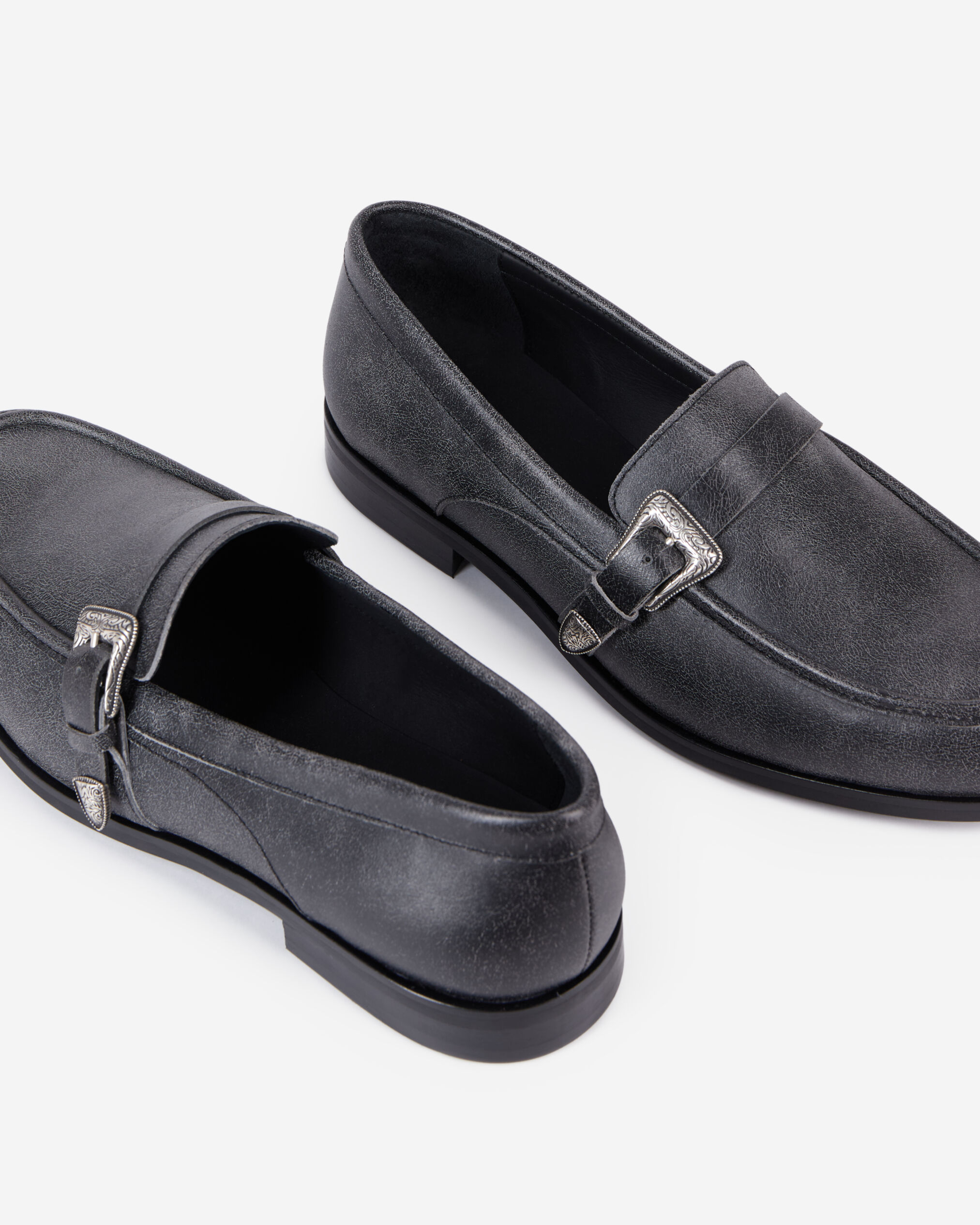 Mocassins en cuir noir avec boucle western The Kooples France