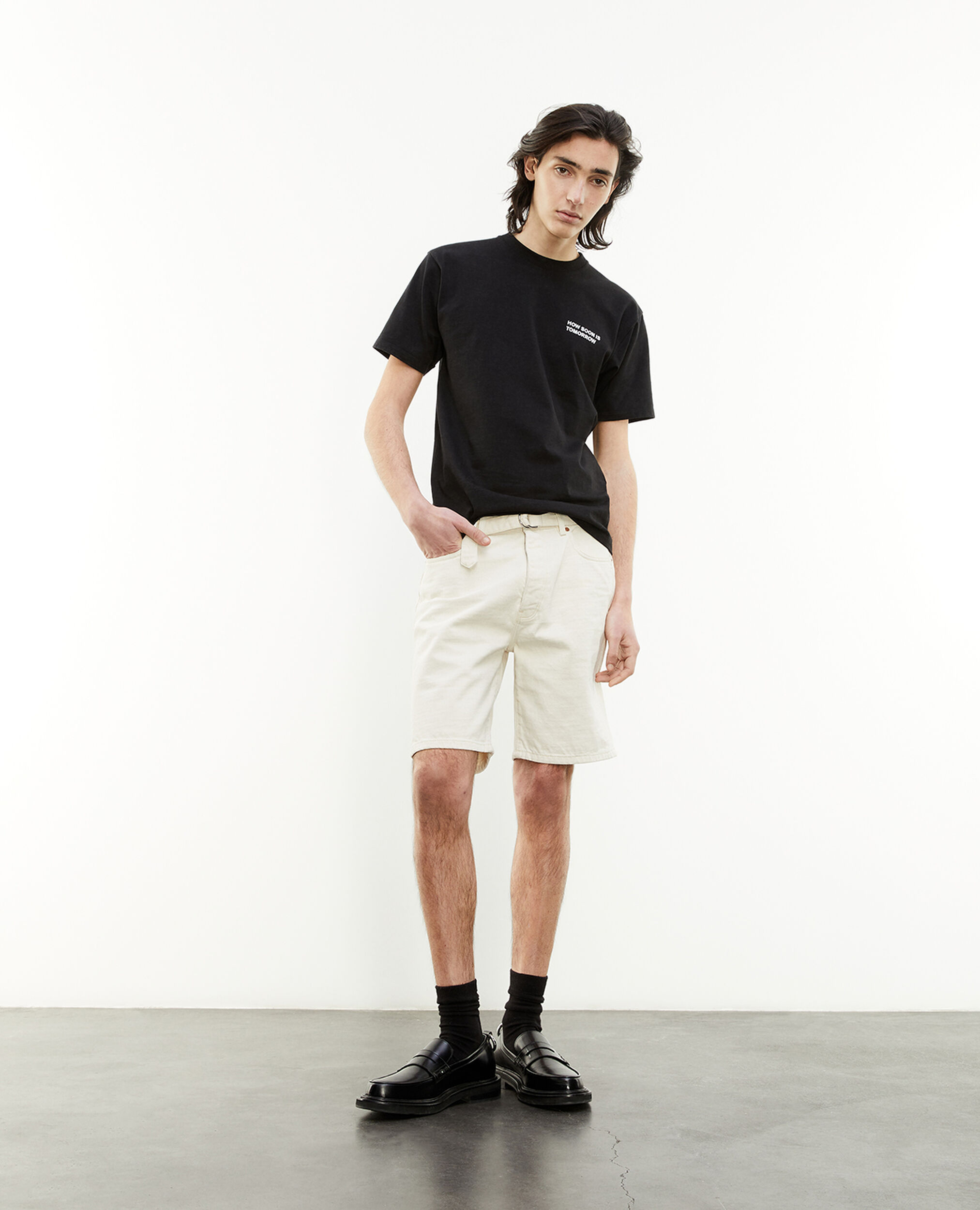 Off-white denim shorts with pockets, NATURAL, hi-res image number null