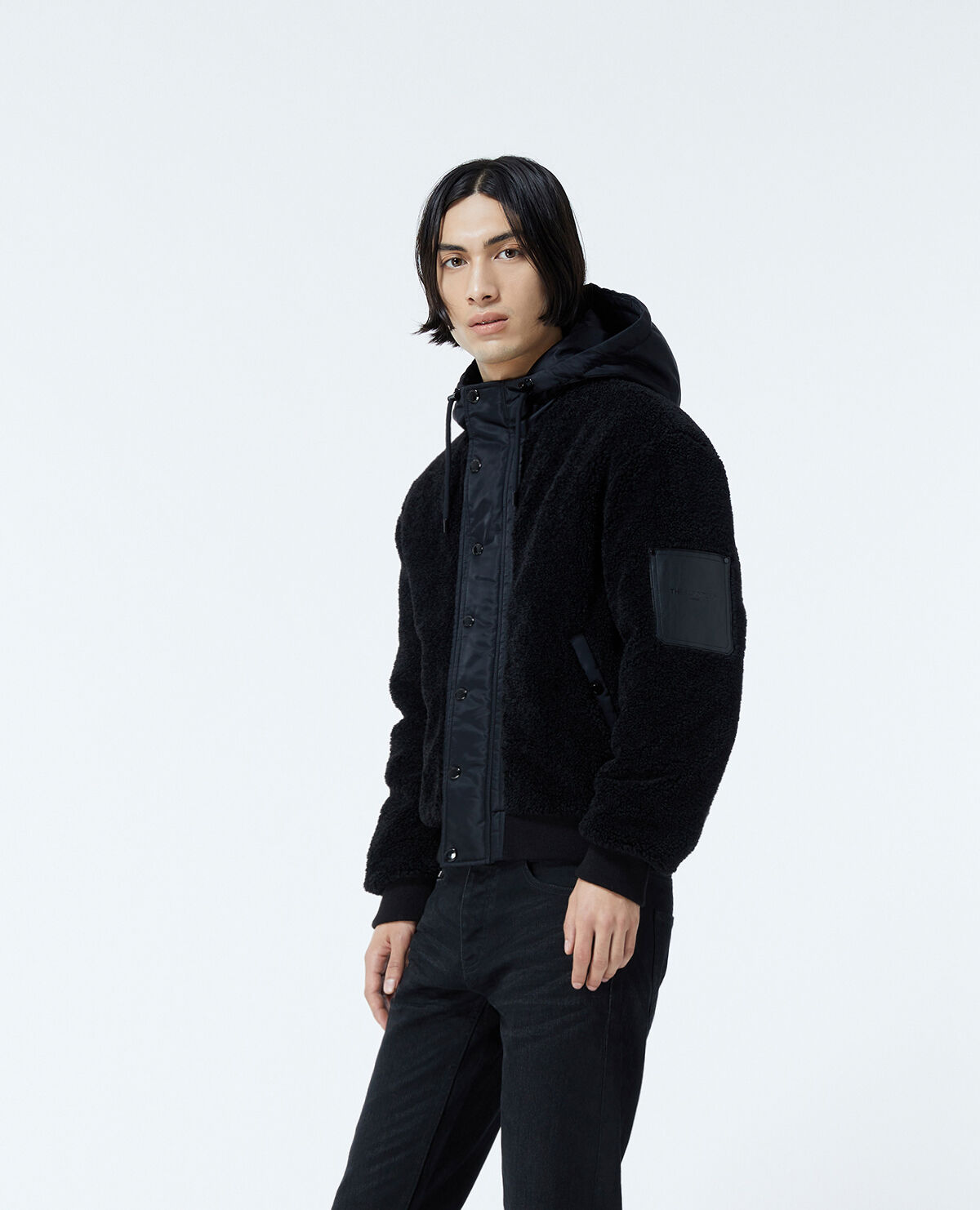Veste effet mouton hot sale noir