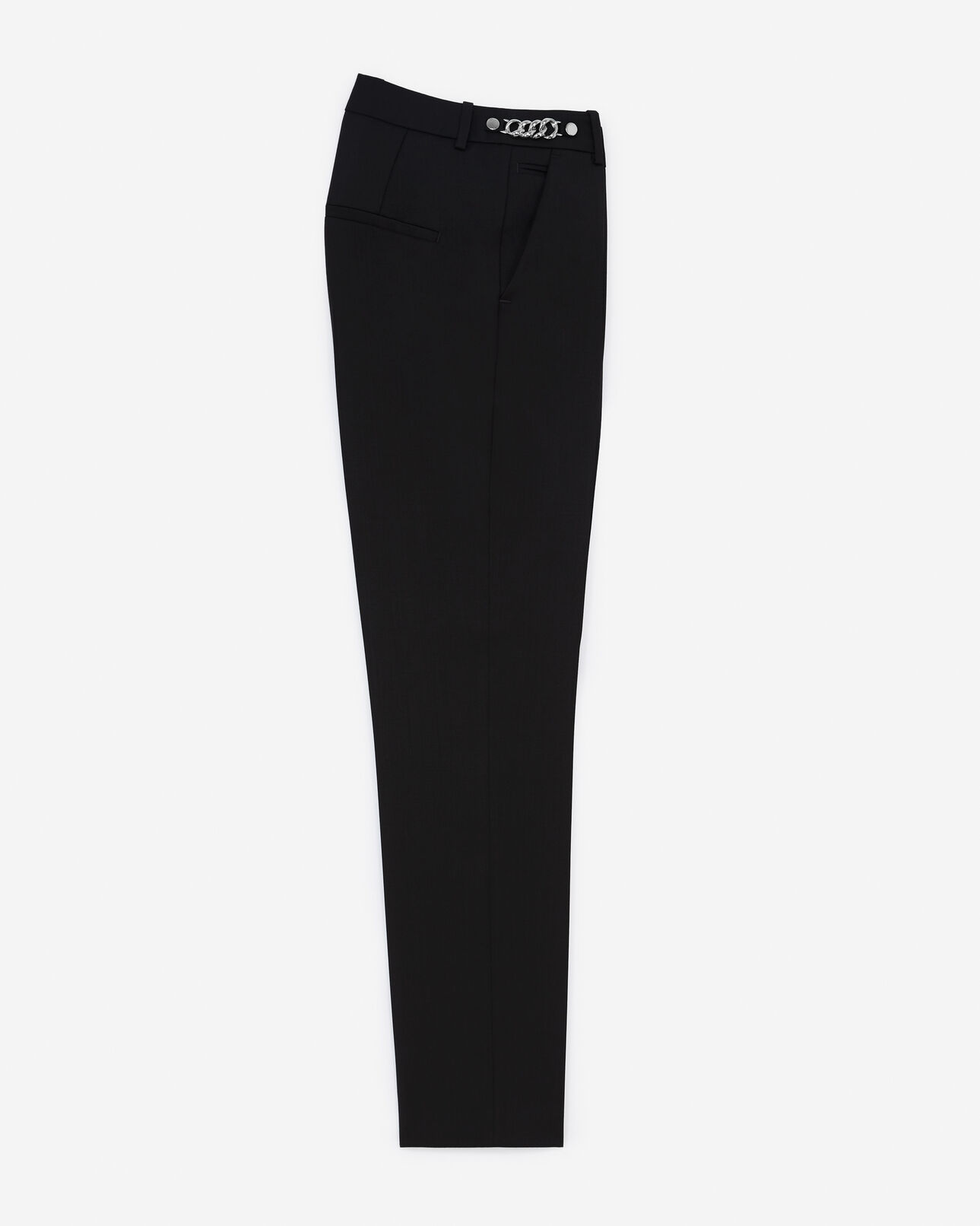 The Kooples FEMME BLACK pantalon laine noir slim avec chaine