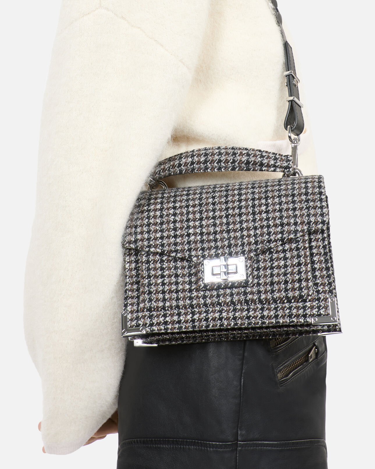 The Kooples FEMME BLACK sac emily small en laine mélangée