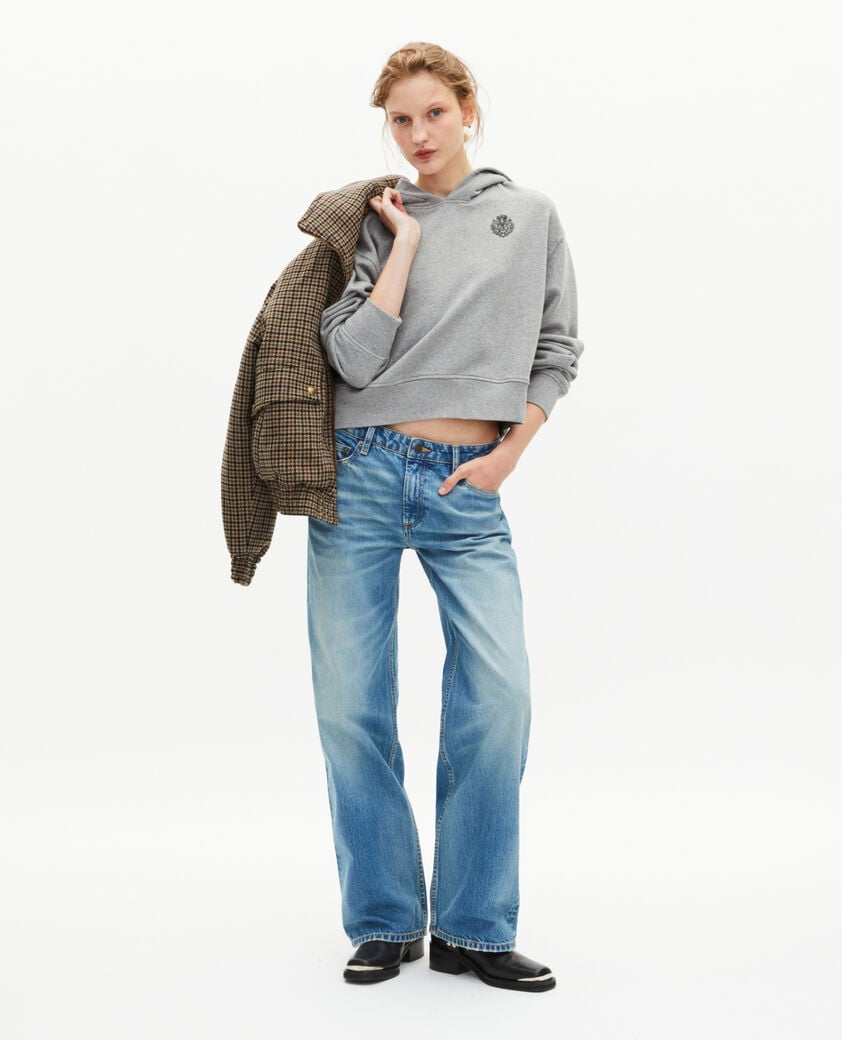 The Kooples FEMME GREY MELANGE sweatshirt court à capuche gris