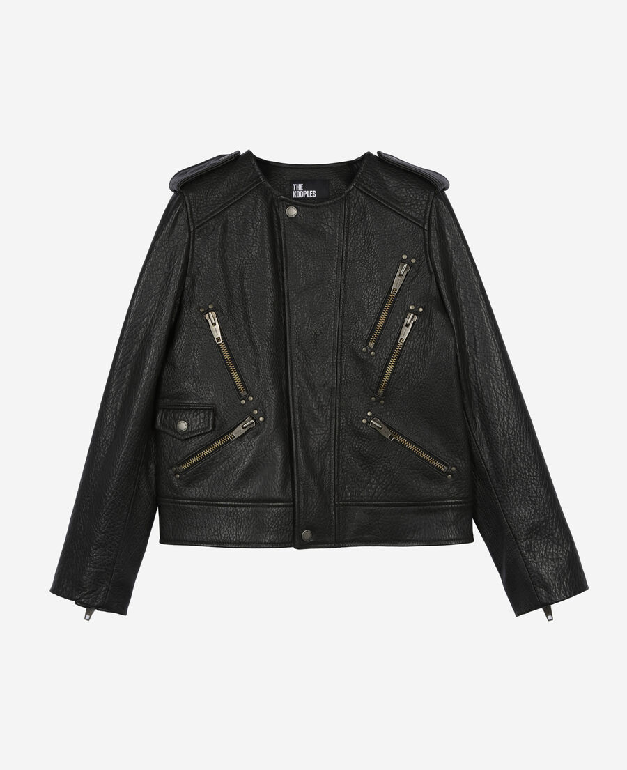 The Kooples FEMME BLACK blouson en cuir noir