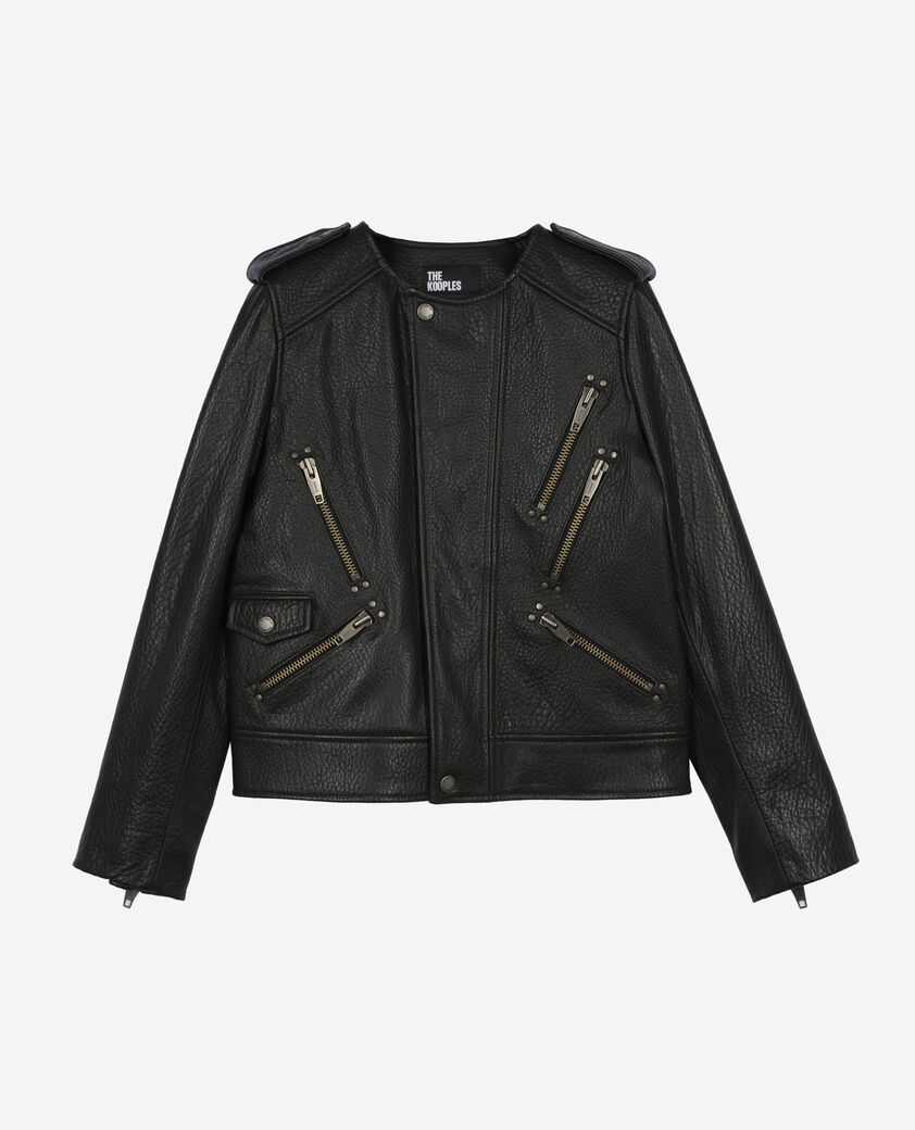 The Kooples WOMEN BLACK black leather jacket