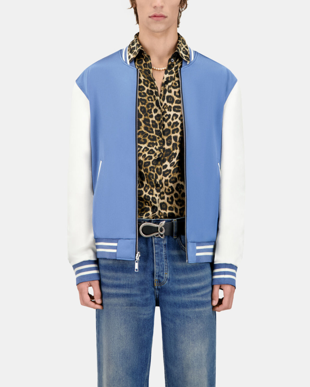 The Kooples MEN BLACK satin black reversible jacket with tiger embroidery