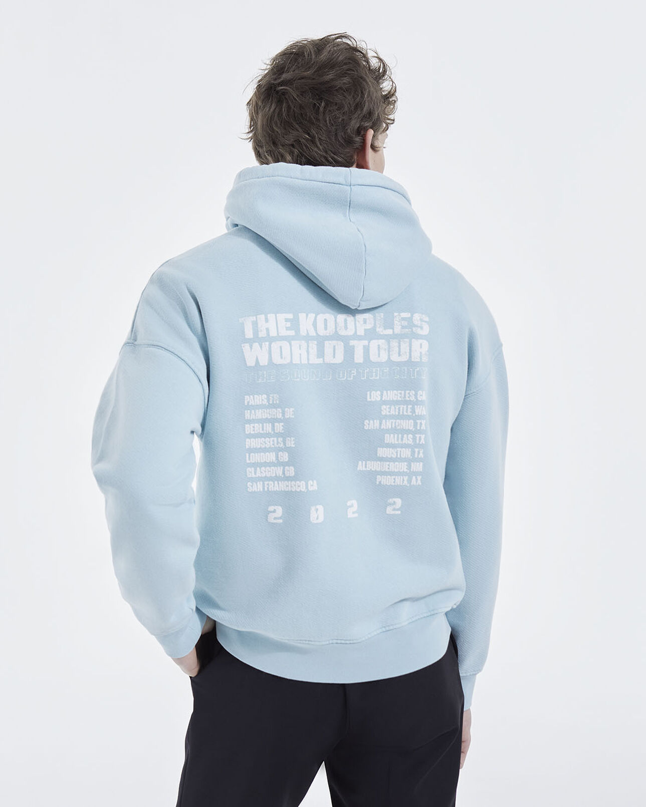 The Kooples MEN BLUE SKY sky blue hoodie with oversized print