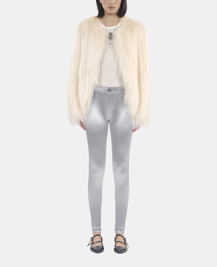The Kooples DAMEN SILVER silberne leggings aus satin