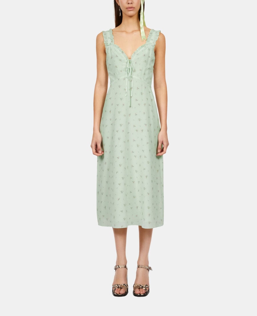 The Kooples WOMEN GREEN long printed dress