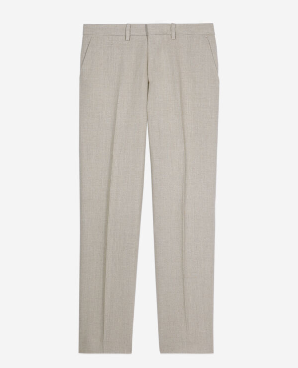 beige linen suit trousers