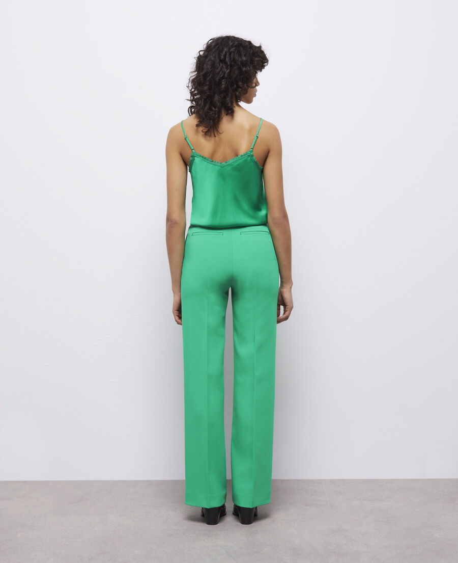 green crêpe suit pants