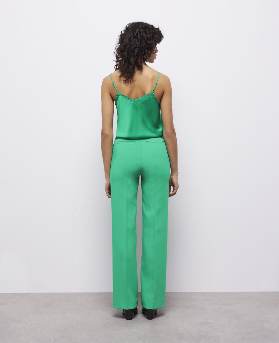 pantalon tailleur vert en crêpe