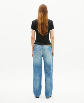 The Kooples WOMEN BLACK WASHED t-shirt with black screen print