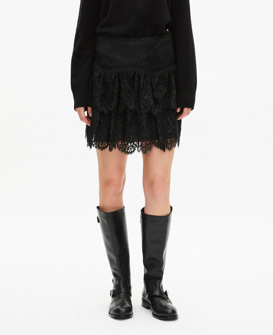 The Kooples WOMEN BLACK black lace skirt