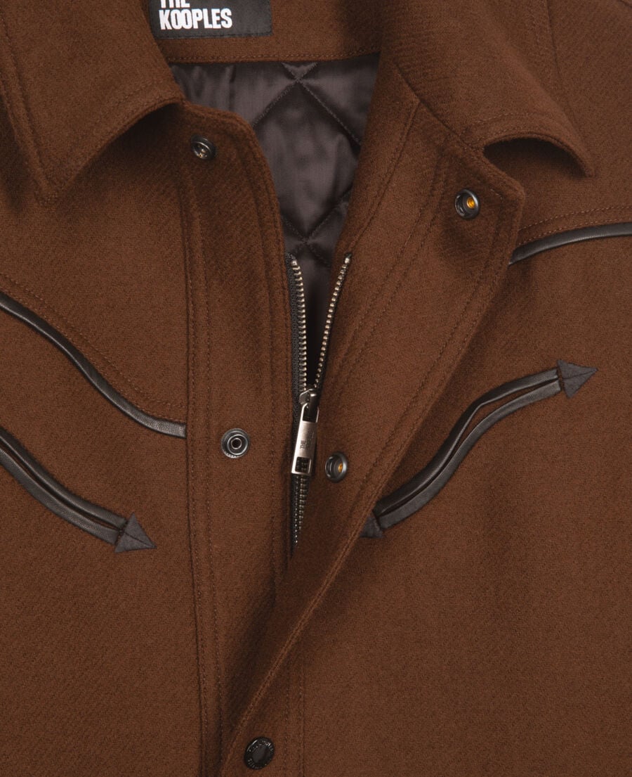 The Kooples H BROWN brown flannel overshirt-style jacket