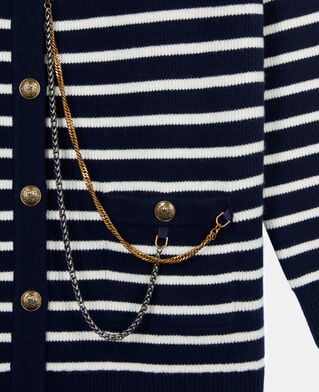 The Kooples FEMME WHITE / BLUE cardigan en laine &agrave; rayures