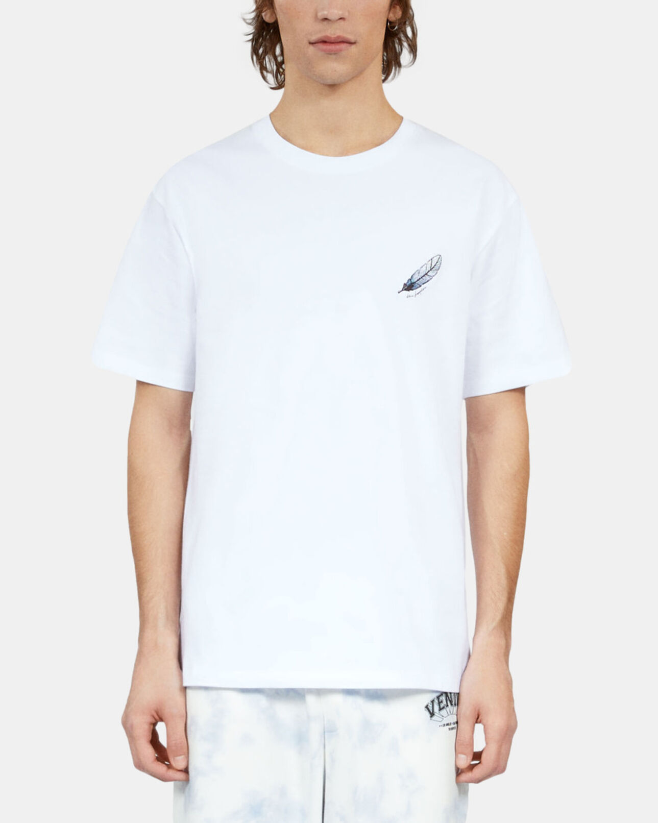 The Kooples HERREN WHITE weißes t-shirt mit feather-stickerei