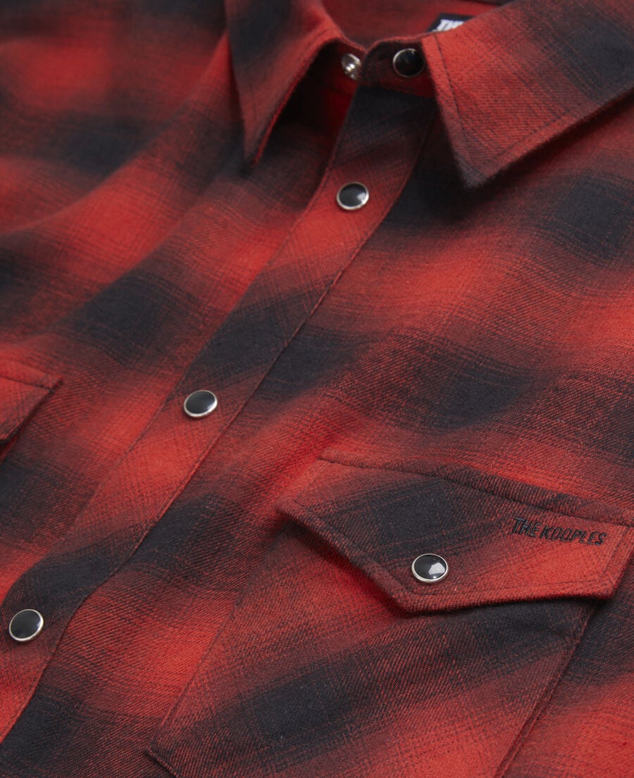 The Kooples HOMME BLACK - RED chemise à carreaux rouges et noirs