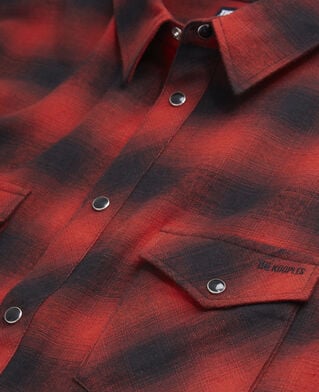 The Kooples HOMME BLACK - RED chemise à carreaux rouges et noirs