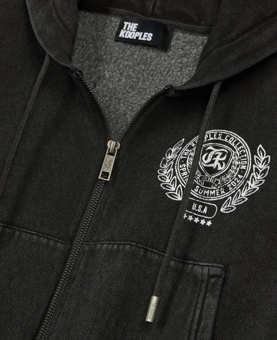 The Kooples F BLACK WASHED black blazon hoodie