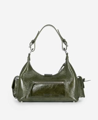 The Kooples WOMEN OLIVE amelia bag in green cracked leather