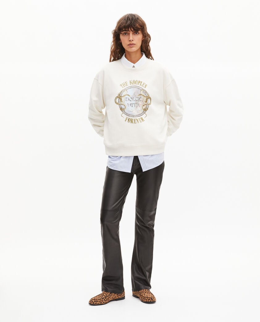 The Kooples FEMME LIGHT BEIGE sweatshirt avec s&eacute;rigraphie beige