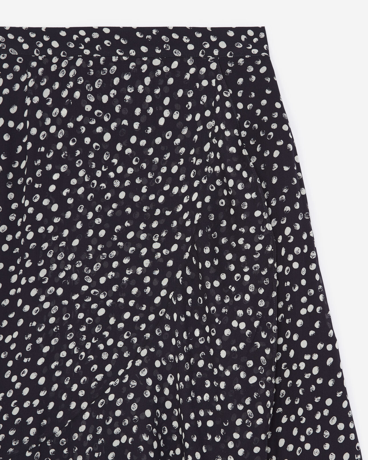The Kooples FEMME NAVY / WHITE jupe longue fluide bleu marine à pois