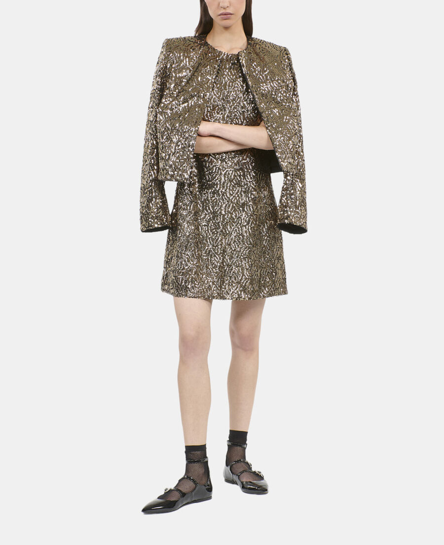 The Kooples FEMME GOLD veste courte &agrave; sequins dor&eacute;s