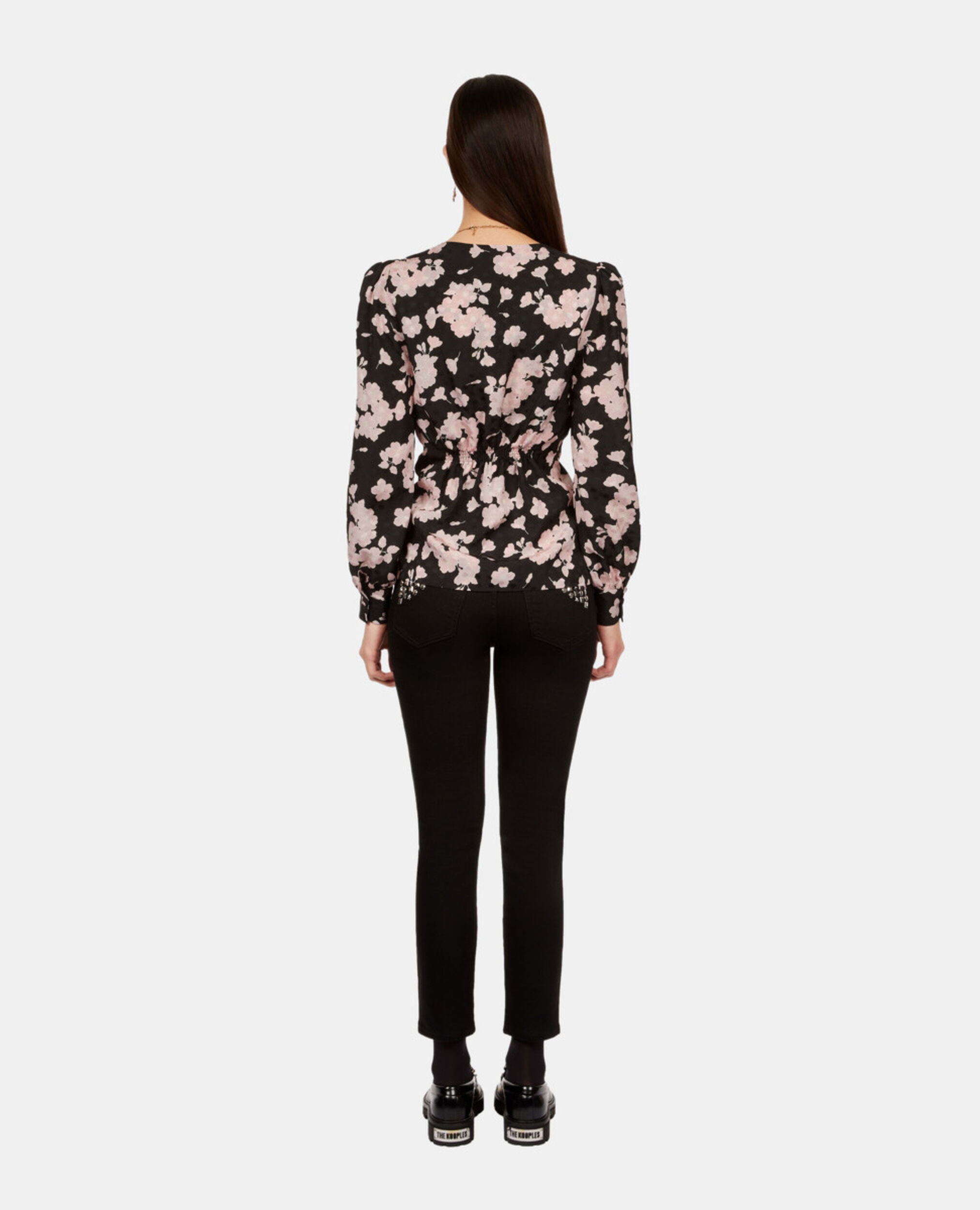 Printed top with draping, BLACK / PINK, hi-res image number null
