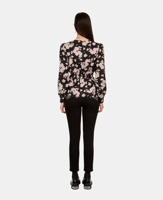 The Kooples F BLACK / PINK printed top with draping