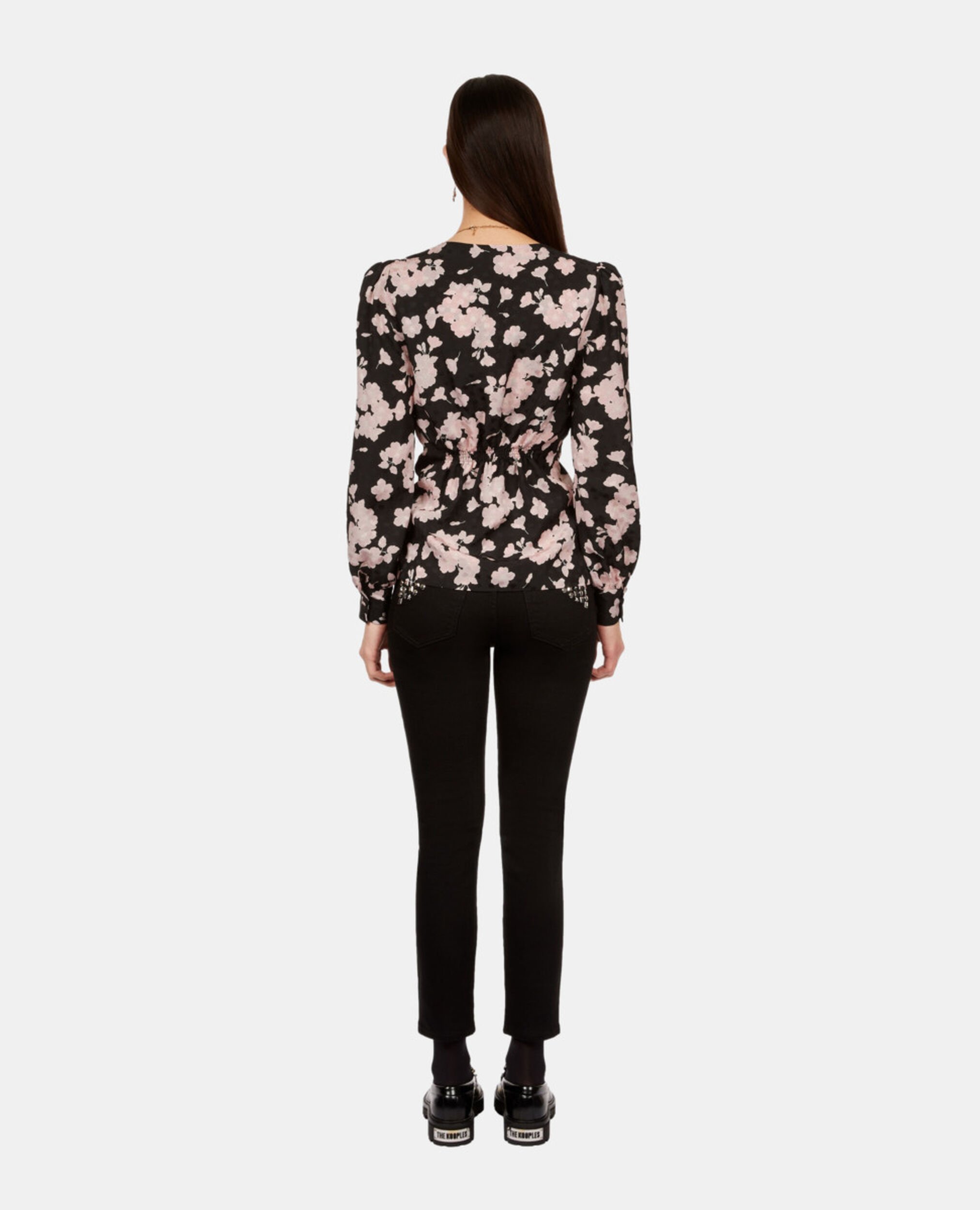 Printed top with draping, BLACK / PINK, hi-res image number null