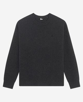 The Kooples HOMME DARK GREY MELANGE pull col rond double face gris