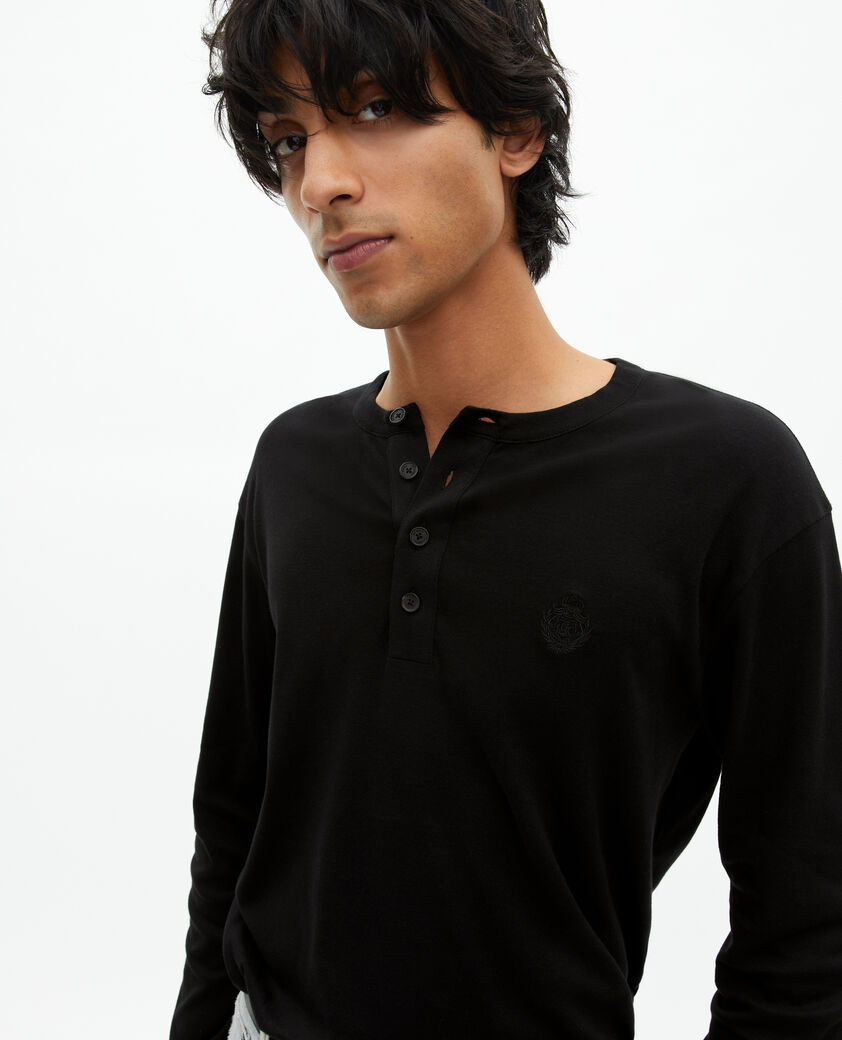 The Kooples HERREN BLACK langarmshirt mit schwarzem wappen