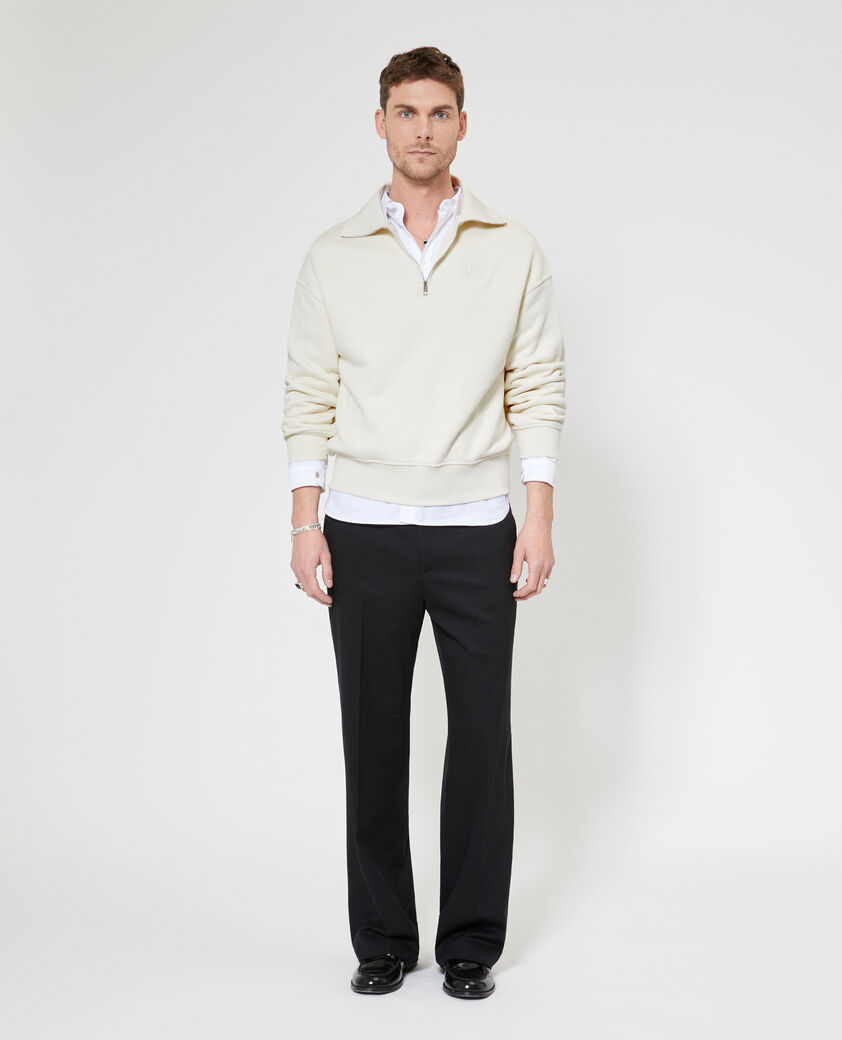 The Kooples MEN LIGHT BEIGE beige trucker-neck sweatshirt